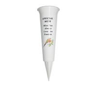 Plastic Flower Holders/Memorial Grave Vases Ornaments - Spike Flower Grave Vases for Grave Decoration with Engraved Funeral Verses for Your Loved Ones - White Spike With Robin Image (Mum)