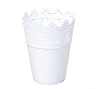 Plastic Flower Pot with Crown Silhouette and Hollow Interior Designed for Functional Aesthetic Integration in Any Setting (White)