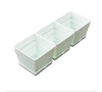Plastic Flower Pots, 4-Pack with Tray, Rectangular Window Sill Planters, Breathable Holes Prevent Root, Space Saving Design for Urban Vegetable Herb Gardening(15cm)