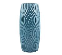 Plastic Flower Vase, 23cm Unbreakable Table Vase for Home Office Wedding Decoration, Nordic Style Ceramic-Look, Modern Centerpiece for Fake or Real Flowers (Blue)