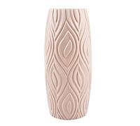 Plastic Flower Vase, 23cm Unbreakable Table Vase for Home Office Wedding Decoration, Nordic Style Ceramic-Look, Modern Centerpiece for Fake or Real Flowers (Pink)