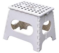 Plastic Folding Step Stool, Strong Heavy Duty Skid Resistant Stool H29 x L27 x W22 CM (White)