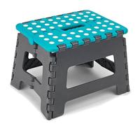 Plastic Folding Step Up Stools Collapsible Foldaway Small Heavy Duty Steps Folding Step Stool, Turquoise/Grey,