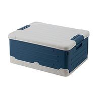 Plastic Folding Utility Crates Stackable Multifunctional Storage Box Containers,Collapsible Storage Bins with Lids,Storage Cubes Bins Baskets Organizer for Office Home Garage-White 55l(18.7x13x10.6in