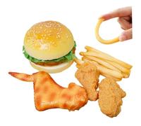 Plastic Food, 1 Set Realistic Play Food, Artificial Plastic Includes Hamburger, Fried Chicken, French Fries for Halloween Decorations, Display Props