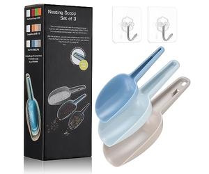 Plastic Food Scoops Set, 3 Pcs Ice Dry Food Scoops, Multipurpose Scoops for Kitchen Bar Popcorn Flour Candy Coffee Beans Sweet Feed Pet Dog Food Scooper Shovel Storage Container Scoops Set