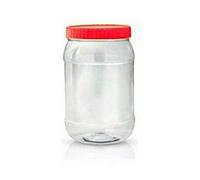 Plastic Food Storage Canisters With Screw Top Red Lids, Food Grade Preserving Box, Clear Airtight Reusable BPA-Free Spice Container For Herbs Spices Sweets (1500, Round, 1, SJ-1x1000ml)