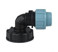 Plastic For IBC Tank Adapter Elbow Outlet Connector S60x6 to 20/25/32mm PE Pipe Water Splitter Valve for Garden Irrigation High Pressure Blue Black 25mm(Elbow outlet 25mm)