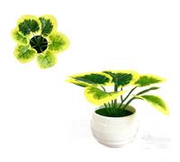 Plastic for mini Fake Plant 8.5cm No Water Needed Office Plastic(Yellow Edge)