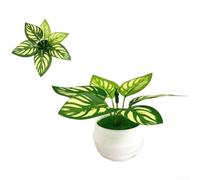 Plastic for mini Fake Plant 8.5cm No Water Needed Office Plastic(Yellow Stripes)