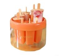 Plastic For Mold Tray for DIY Ice Cream and Popsicles, Featuring Eight Compartments for Various Flavors, Material and Compact Size for Easy Storage (Orange)