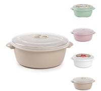 Plastic Freezer Microwave Pot Food Storage Container Tub with Ventilated Lid Heating Food, Steam Release Vent, Kitchen Air-tight Food Storage Box (1.5L Taupe)