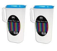 Plastic Fridge Door Jugs x2 1.8l Capacity Water Juice in Blue