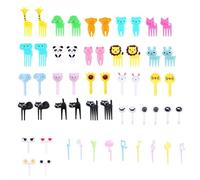 Plastic Fruit Fork with Animal Decor, Cute Food Picks for Cake Dessert Fruit-Platter, Reusable Mini Toothpick Bento Box Party Supply Lunch Accessories (Random Style) (55)