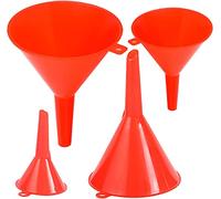 Plastic Funnel Set For Filling Bottles Jars Containers And Cans Wide Mouth Filter Funnels With Ring Holders For Kitchen Use Laboratory Garage Car Liquids Oil Fuel Multipurpose Non Toxic Red (Set Of 4)
