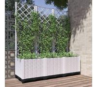Plastic Garden Planter w/ Trellis Flower Growing Bed Outdoor Vegetables Herb Box