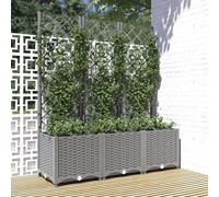 Plastic Garden Planter w/ Trellis Flower Growing Bed Outdoor Vegetables Herb Box
