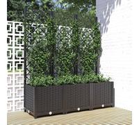 Plastic Garden Planter w/ Trellis Flower Growing Bed Outdoor Vegetables Herb Box