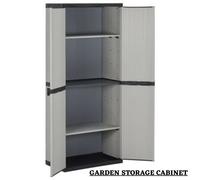 Plastic Garden Storage Cabinet Cupboard Outdoor Patio Toolbox with 3 Shelves