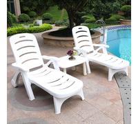 Plastic Garden Sun Lounger Outdoor Folding Day Bed Chair Beach Pool Recliner