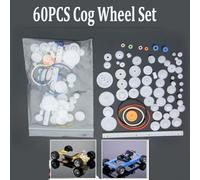Plastic Gear Pulley Set with 60 Pieces Including Cog Wheels, Spindles, Racks and More for DIY Robotics, Motor Projects, and Mechanical Model Building on