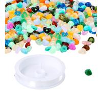 Plastic Gemstone, Gemstones Making Kit, 500 PCS Irregular Gemstone chip Beads, with 5 Meters Transparent Cord, Colored Gemstones DIY Decoration Crafts, for Making Necklaces, Bracelets, Earrings