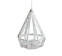 Plastic Glitter Pendant Ornament with Bell and Snowflake, Lightweight with White Sparkle for Christmas Tree and Holiday Decoration (C)
