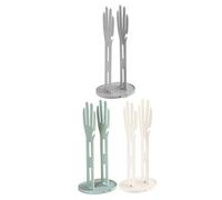 Plastic Glove Drying Rack Freestanding with Drip Tray, 3pcs | Twin Hand-shaped Supports, Wide round Base, Countertop or Wall Mountable, for Rubber Mitts, Towels and Reusable Bags