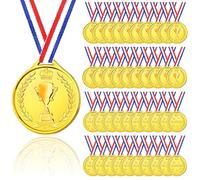 Plastic Gold Winners Medals with Ribbon Necklace - 40 PCS Award Medals for Kids Party,Trophy Medal - Kids & Adults Sports Day Medals,Suitable for Party Awards, the Start of School,Talent Show