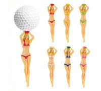 Plastic Golf Tees Novelty Bikini Girl Design Durable Low Tips for Golf Training Accessories Mixed Color 3.0 Inch 6Pcs (random)