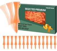 Plastic Golf Tees Unbreakable All 2 1/4 Inch Value 100 Count, Colorful Tee Pack Durability And Stability For Men Women Practice (Orange)