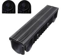 Plastic Grate with U Shape End Caps for Effective Rainwater Management, Durable Channel Drain Kit for Outdoor Use 179