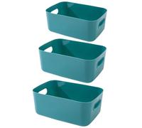 Plastic Green Storage Basket Two Handles Set with Home Desktop