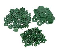 Plastic Greenhouse Twist Clips, Shading Fixing Clips, Washers for Aluminium Greenhouse Insulation Bubble Netting Shading Fixing Fastener Kit (Green 50PCS Clips+50PCS Washer+50PCS T Extenders)