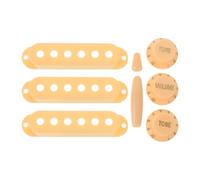 Plastic Guitar Pickup Cover Set for Electric Single Coil Pickups | Classic Simple Cream Finish, Stain Resistant Smooth Surface, for Practice and DIY Repair