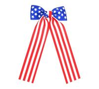 Plastic Hair Clips Independence Day Patriotic Bow Hair Clip Handmade Star Flag Party Accessory Set Red Blue Gold Three Clip National Day Universal Accessory Mini Grips (Blue, 16cm)