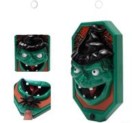Plastic Halloween Doorbell with Scary Sounds and Lights(Green Witch Doorbell)
