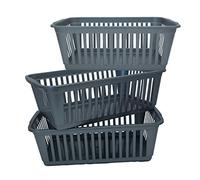 Plastic Handy Basket Storage Basket Great for Bathrooms,Bedroom and Kitchen-.30CM-(SILVER) (3)