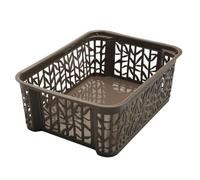 Plastic Handy Basket Storage Organizer School Office Home Oriental Design Pharmacy (Brown, Small (235 x177 xH85 mm))