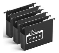 Plastic Hanging File Folders Letter Size,Heavy Duty 2" Expandable File Folder with Tabs,12 Pack Reinforced Expanding Hanging Folder,File Cabinet Folder,Extra Capacity Hanging Organizer for Home Office