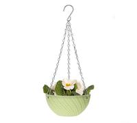 Plastic Hanging Flower Basket Featuring Drainage Design and Robust Chain Suspension for Home Gardens (Green)