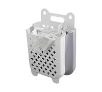 Plastic Hanging Laundry Basket Collapsible Laundry Basket, Wall Mounted Large Capacity Hanging Folding Laundry Hamper for Home Use (White L 23cm / 9.1in Width)