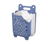 Plastic Hanging Laundry Basket Collapsible Laundry Basket, Wall Mounted Large Capacity Hanging Folding Laundry Hamper for Home Use (Blue L)