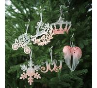 Plastic Hanging Ornaments with Transparent Design for Christmas For Tree Decor Featuring European Style Shapes Such as Carriages Snowflakes and Crowns for Festive Use (Crown)
