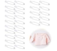 Plastic Head Baby Safety Pins, 30 pcs 5.3 * 1.3 cm/2 * 0.5 inch White Push-in Pins with Locking Closures, Stainless Steel, for Clothes or Diaper