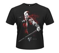 Plastic Head Men's Vikings Floki Attack Banded Collar Short Sleeve T-Shirt, Black, Medium