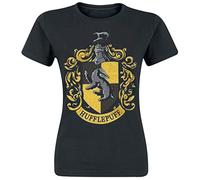 Plastic Head Women's Harry Potter Hufflepuff GTS Banded Collar Short Sleeve T-Shirt, Black, Size 10 (Manufacturer Size:Medium)