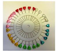 Plastic Headed Extra Long Pins - Assorted Colours - Hearts