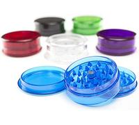 Plastic Herb & Spices Grinder 3 Piece Set 60mm Grinder with Magnetic Lid & Shark Teeth - Smell-Proof Stash Compartment - Assorted Colors - Pocket-Sized Spice Grinder - Set of 2