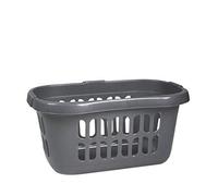 Plastic High Grade Hipster Style Washing Clothes Linen Storage Basket (Silver/Grey)